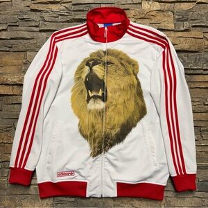 England Football Adidas Jacket Men Large Soccer Training Kit White Track Lion